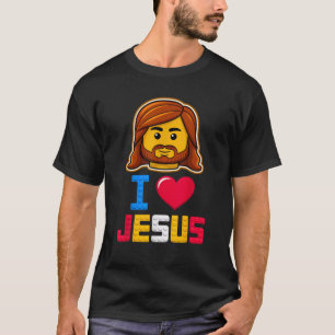 Ich liebe Jesus Meister Erbauer Bausteine Blöcke T-Shirt
