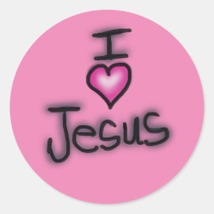 Ich liebe Jesus rosa Herz Runder Aufkleber