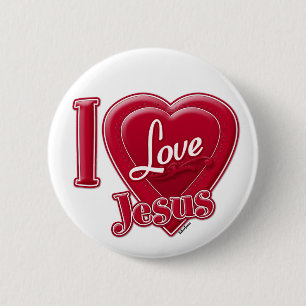 Ich liebe Jesus rotes Herz Button