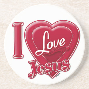 Ich liebe Jesus rotes Herz Getränkeuntersetzer