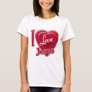 Ich liebe Jesus rotes Herz T-Shirt