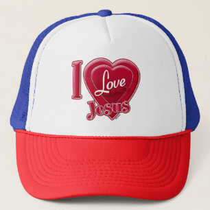 Ich liebe Jesus rotes Herz Truckerkappe