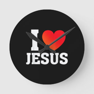 Ich liebe Jesus Runde Wanduhr