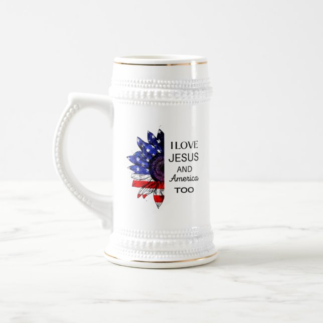 Ich Liebe Jesus und Amerika zu Sweatshirt Bierglas (Links)