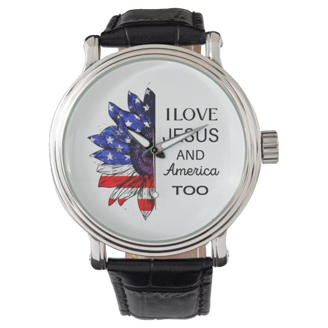 Ich Liebe Jesus und auch Amerika Armbanduhr (Vorderseite)