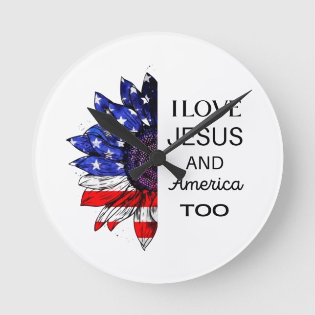 Ich Liebe Jesus und auch Amerika Runde Wanduhr (Vorderseite)