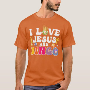 Ich liebe Jesus und Bingo Christliches Kreuz Brett T-Shirt