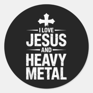 Ich liebe Jesus und Heavy Metal _8 Runder Aufkleber