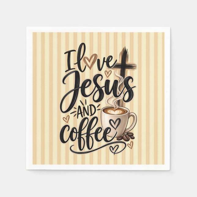 Ich liebe Jesus und Kaffee Serviette (Vorderseite)