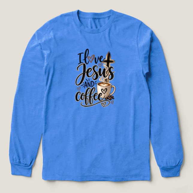 Ich liebe Jesus und Kaffee Tri-Blend Shirt (Design Vorderseite)