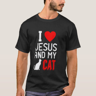 Ich liebe Jesus und meine Katze Christlicher Katze T-Shirt