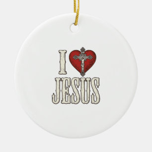 Ich liebe Jesus Vintage-Gravur Faith-Shirt-Design_ Keramik Ornament