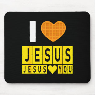 Ich liebe Jesus Waffel Herz Jesus liebt dich lusti Mousepad