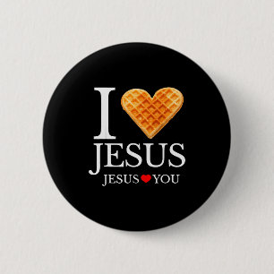 Ich liebe Jesus Waffel Herz Lustig Christliches Fr Button