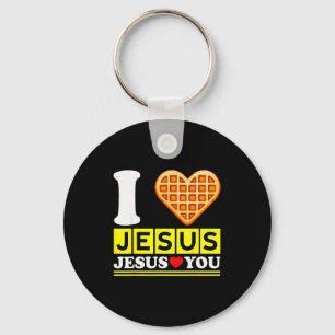Ich liebe Jesus Waffel Herz Lustig Christliches Fr Schlüsselanhänger