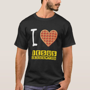 Ich liebe Jesus Waffel Herz Lustiger Christlicher  T-Shirt