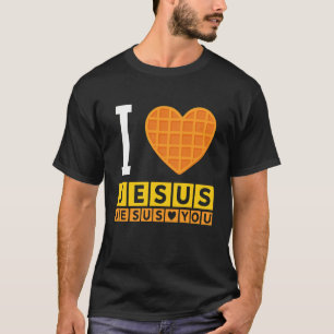 Ich liebe Jesus Waffel Herz Lustiger Christlicher T-Shirt