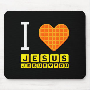 Ich liebe Jesus-Waffelherz Lustiger christlicher F Mousepad