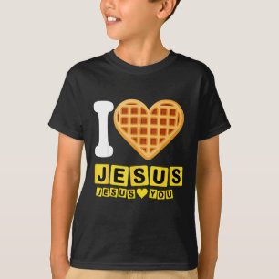 Ich liebe Jesus Waffelherz T-Shirt