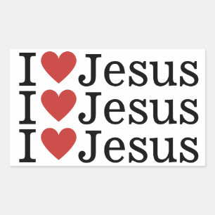 Ich ❤️ Liebe Jesus ZURÜCK Rechteckiger Aufkleber