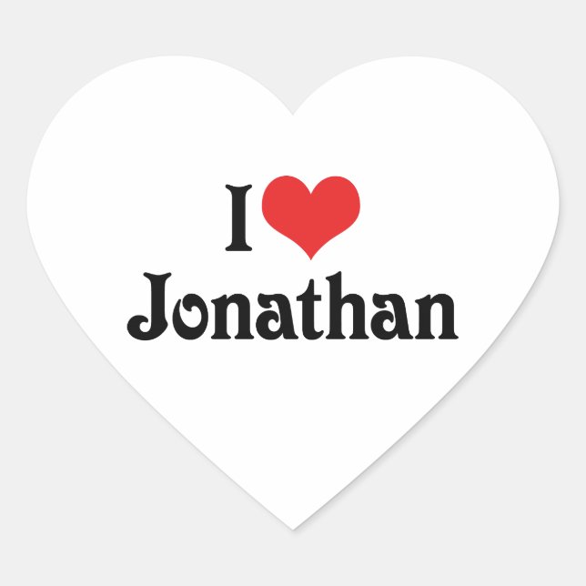 Ich liebe Jonathan Herz-Aufkleber (Vorderseite)