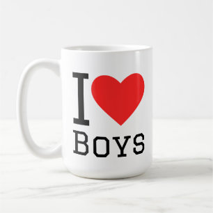Ich liebe Jungs quadratischer Aufkleber Kaffeetasse