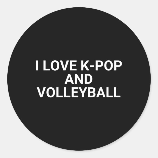 Ich Liebe K-Pop und Volleyball Runder Aufkleber (Vorderseite)