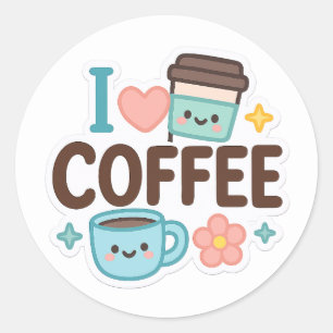 Ich liebe Kaffee Cute Kawaii Aufkleber – Süßer Kaf