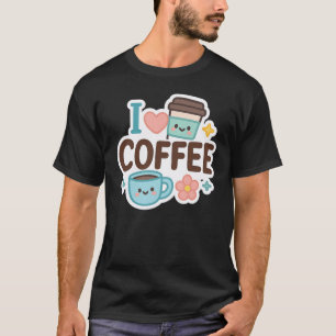 Ich liebe Kaffee Cute Kawaii Aufkleber – Süßer Kaf T-Shirt