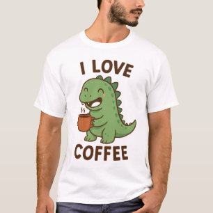 Ich liebe Kaffee Dinosaurier Lustiges Herren T-Shi T-Shirt