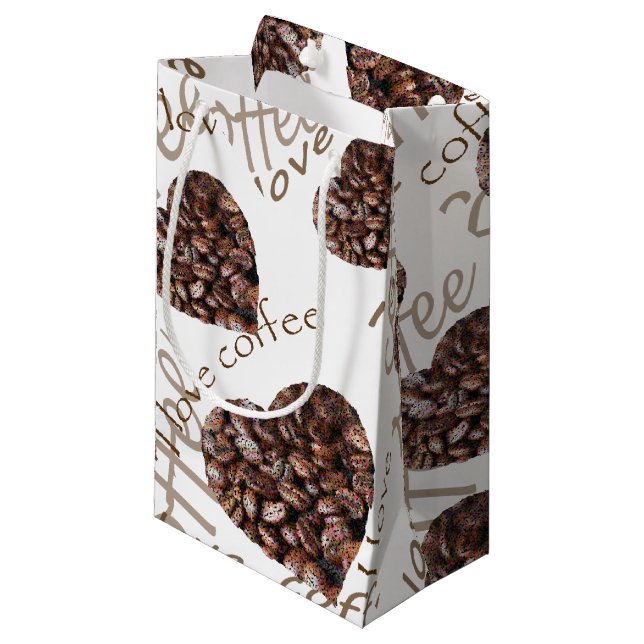 Ich Liebe Kaffee! Kleine Geschenktüte (Vorderseite Schrägansicht)