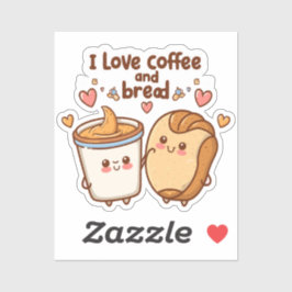 Ich Liebe Kaffee und Brot Geschenk für Kaffee Love Aufkleber