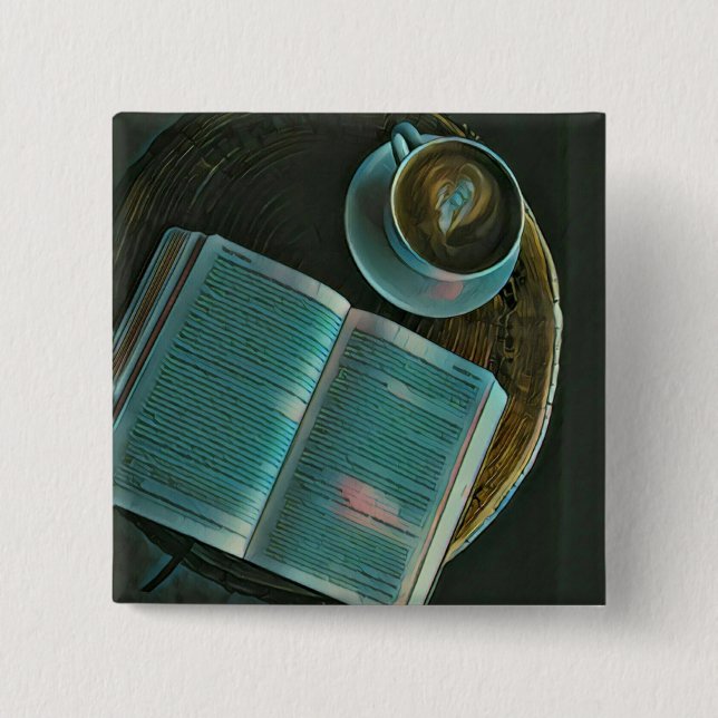 Ich Liebe Kaffee und Bücher Button (Vorderseite)
