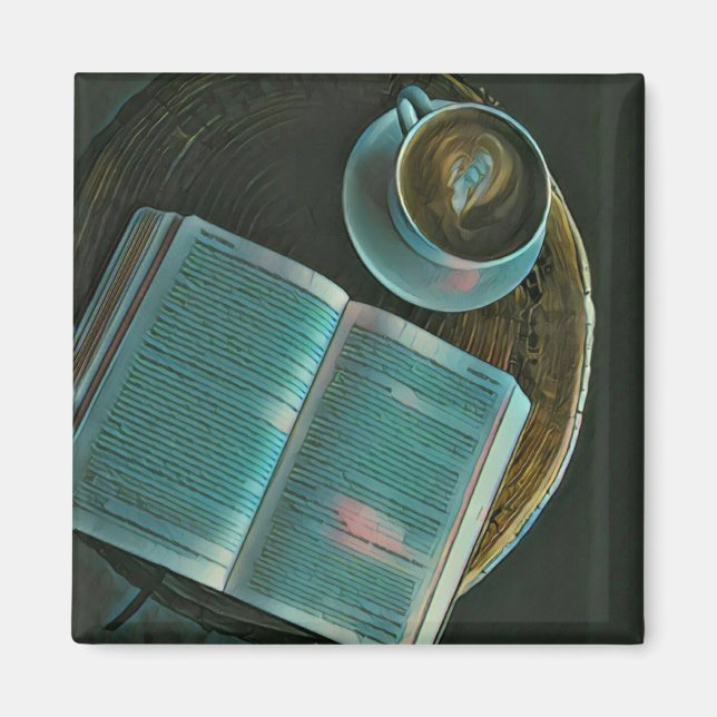 Ich Liebe Kaffee und Bücher Magnet (Vorne)