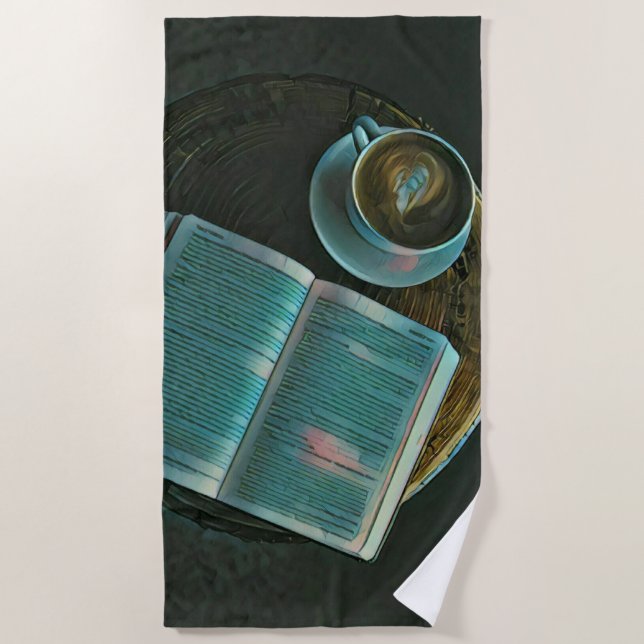 Ich Liebe Kaffee und Bücher Strandtuch (Vorderseite)
