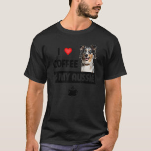 Ich Liebe Kaffee und mein Aussie Hund Australische T-Shirt