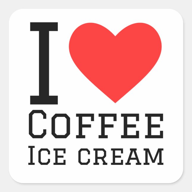Ich Liebe Kaffeeeis Quadratischer Aufkleber (Vorderseite)