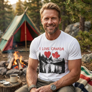 Ich liebe Kanada. Herz. Kanadisches Ahornblatt.   T-Shirt
