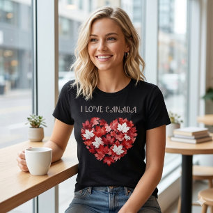 Ich liebe Kanada. Herz. Kanadisches Ahornblatt.  T-Shirt