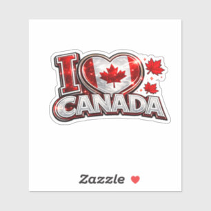 Ich liebe Kanada Patriotischer Fußballfan Kanadi Aufkleber