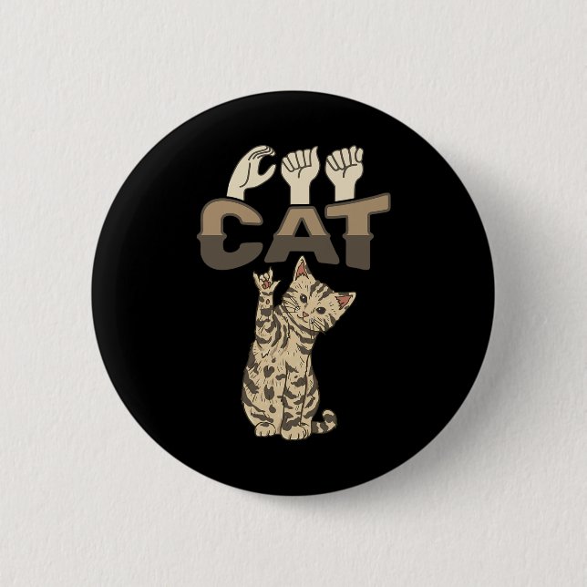 Ich liebe Katze Asl-Handgeste Gehörloser Hörverlus Button (Vorderseite)