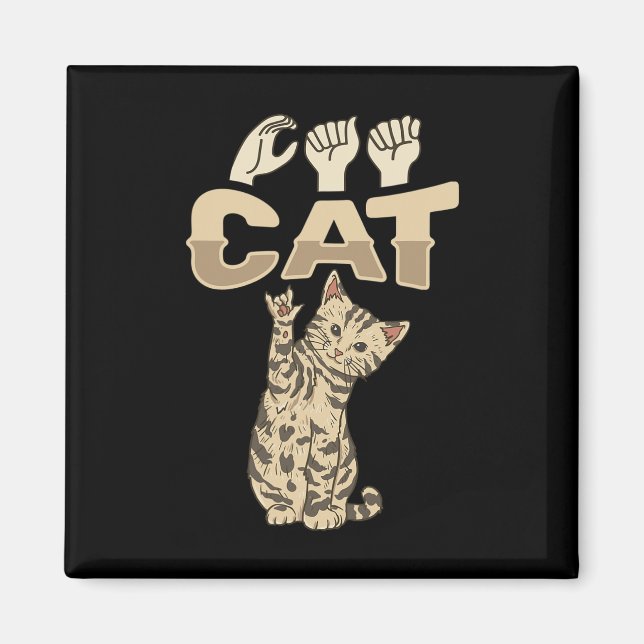 Ich liebe Katze ASL-Handgeste Gehörlosigkeit Hörve Magnet (Vorne)