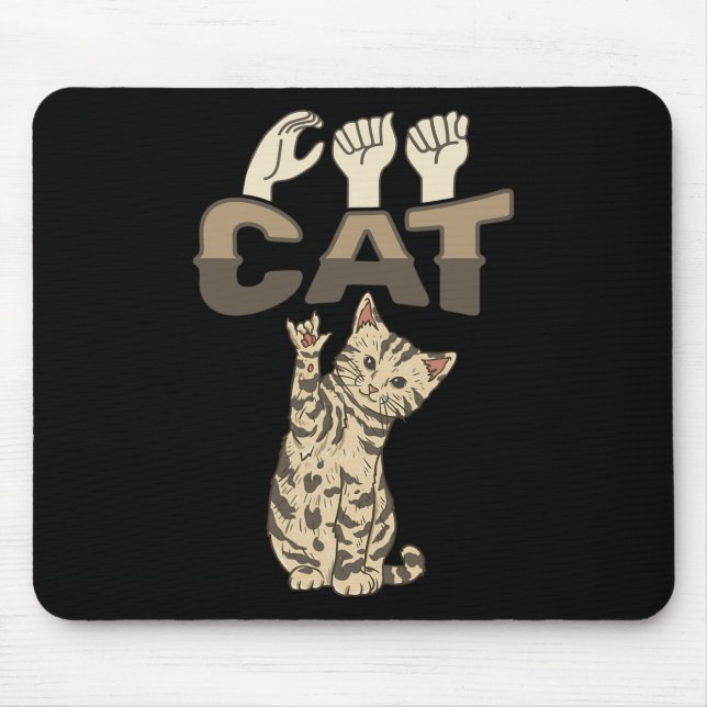 Ich liebe Katze Asl Handgeste Taub Hörverlust Bewu Mousepad (Vorne)