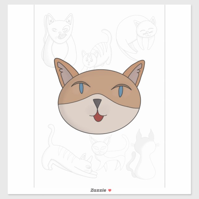 Ich Liebe Katzen Aufkleber (Blatt)