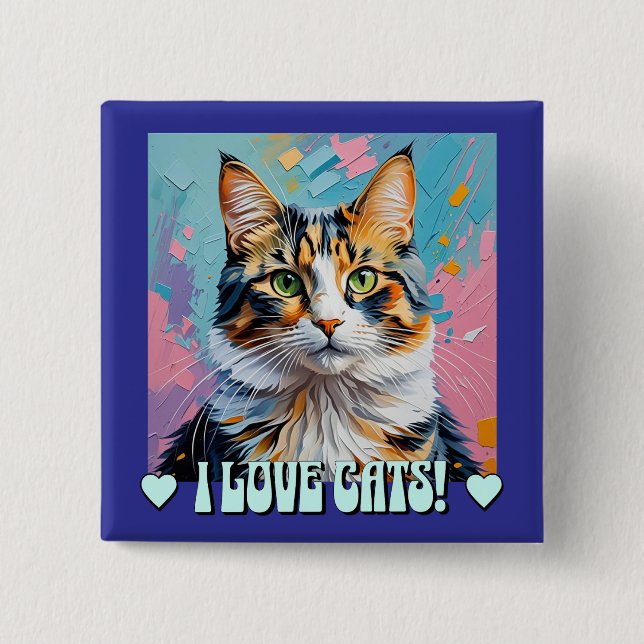 Ich Liebe Katzen! Button (Vorderseite)