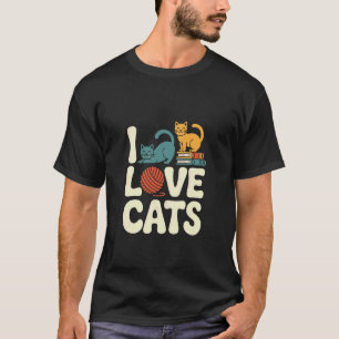 Ich liebe Katzen Garn Enthusiast Buchliebhaber T-Shirt