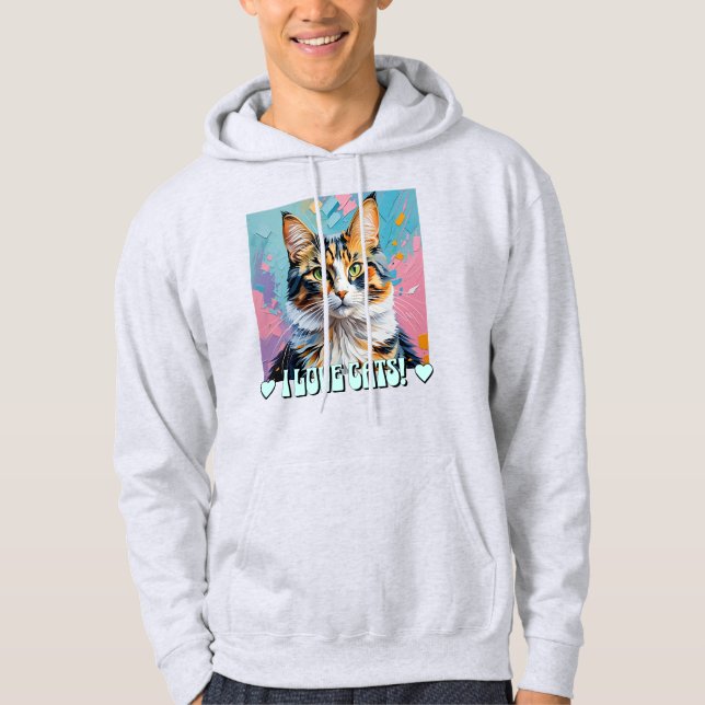 Ich Liebe Katzen! Hoodie (Vorderseite)