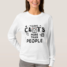 Ich Liebe Katzen mehr als Menschen Zeichnend lange T-Shirt