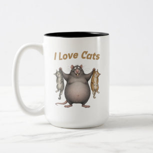 Ich liebe Katzen mit Ratte Zweifarbige Tasse