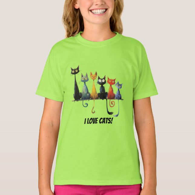 Ich Liebe Katzen T-Shirt (Vorderseite)